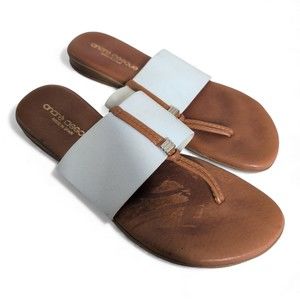 Andre Assoue Brown Leather Slide Sandals Size 7